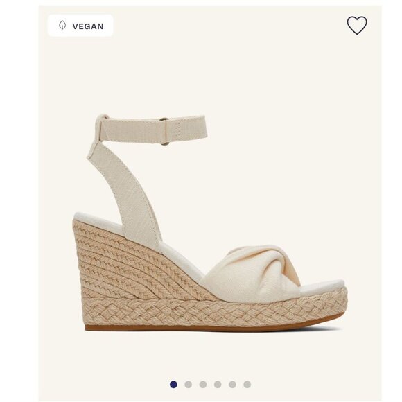 Toms Marisela Wedge Sandals Natural Slubby Woven Size 11 - Picture 14 of 16